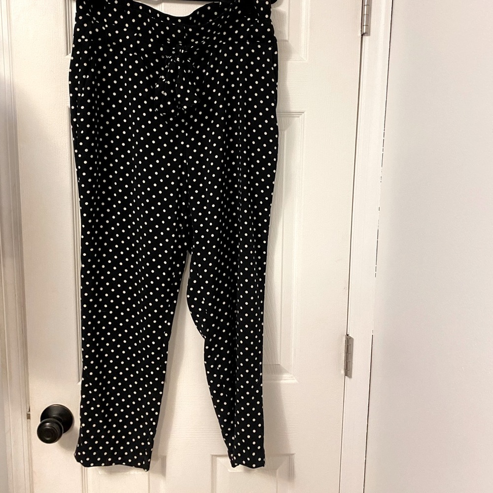 Cynthia Rowley Polka Dot Cropped Dress Pants with Tie Belt